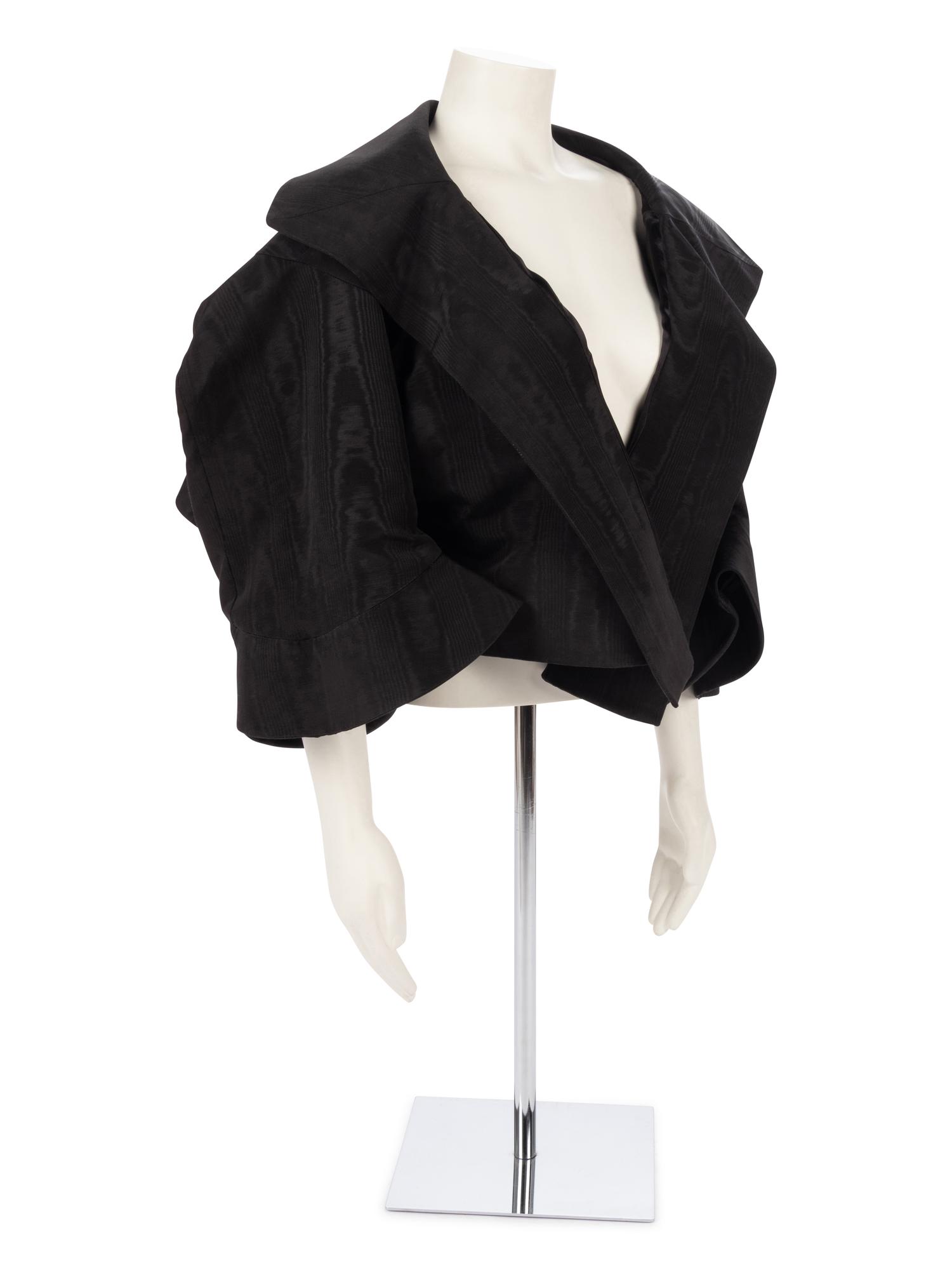 John Galliano Black Moiré 'Misia Diva' Cropped Jacket, Spring/Summer 1995