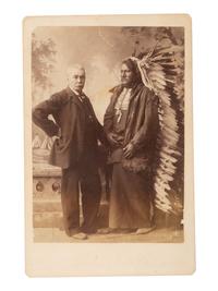 [BARRY, David F. (1854-1934), photographer]. Cabinet card of Chief John Grass and American fur trader Alexander Faribault.