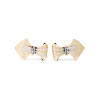 RETRO, YELLOW GOLD AND SAPPHIRE DOUBLE CLIP/BROOCH