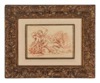 Four Putti Frolicking with Dolphins