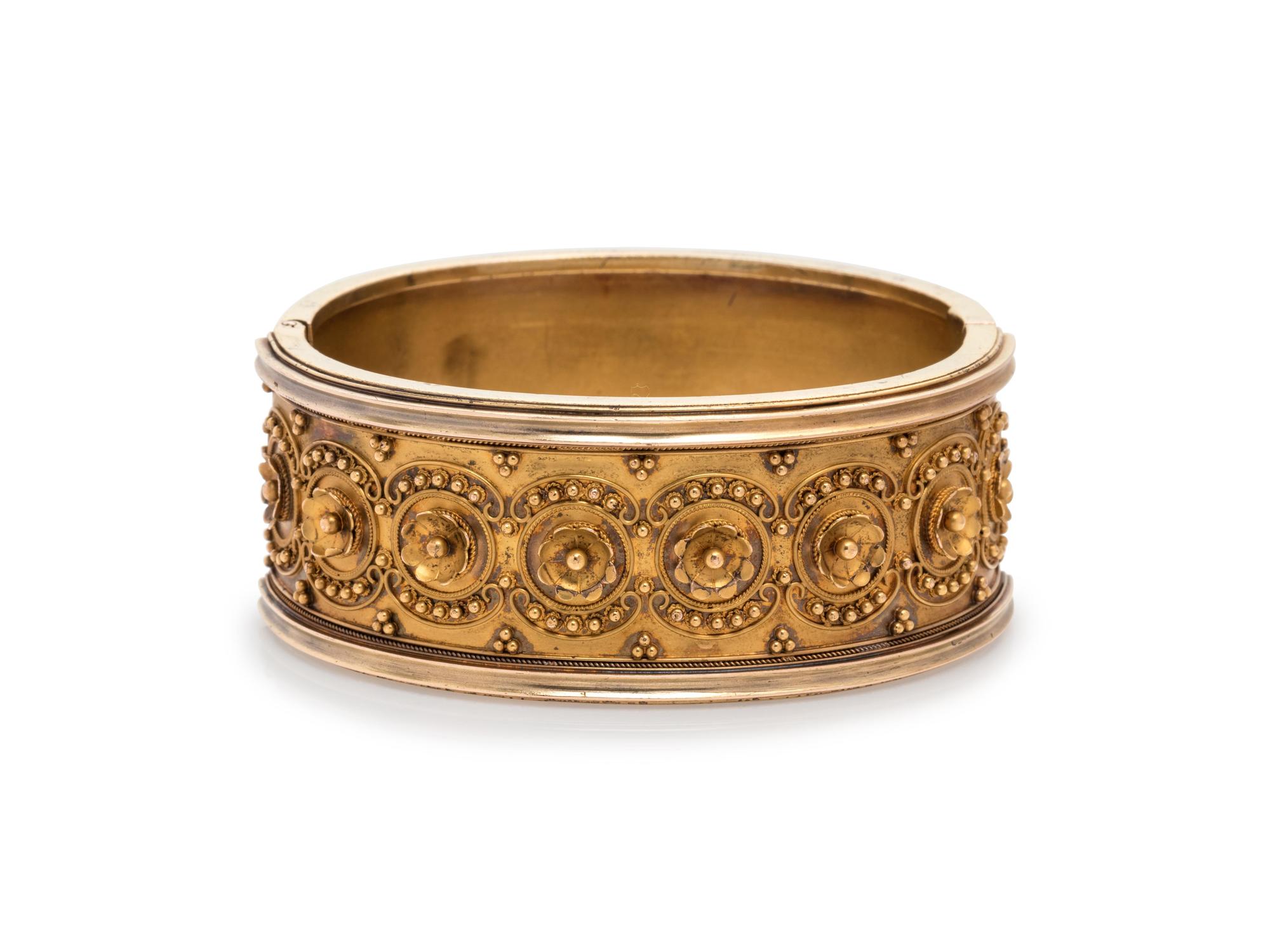 Etruscan Revival, Gold Bangle Bracelet