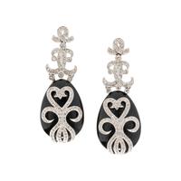 WHITE GOLD, DIAMOND, AND BLACK HARDSTONE DEMI PARURE