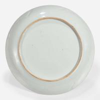 A Chinese export molded blue and white porcelain "Meiren, Boy and Buffalo" large dish 18th century