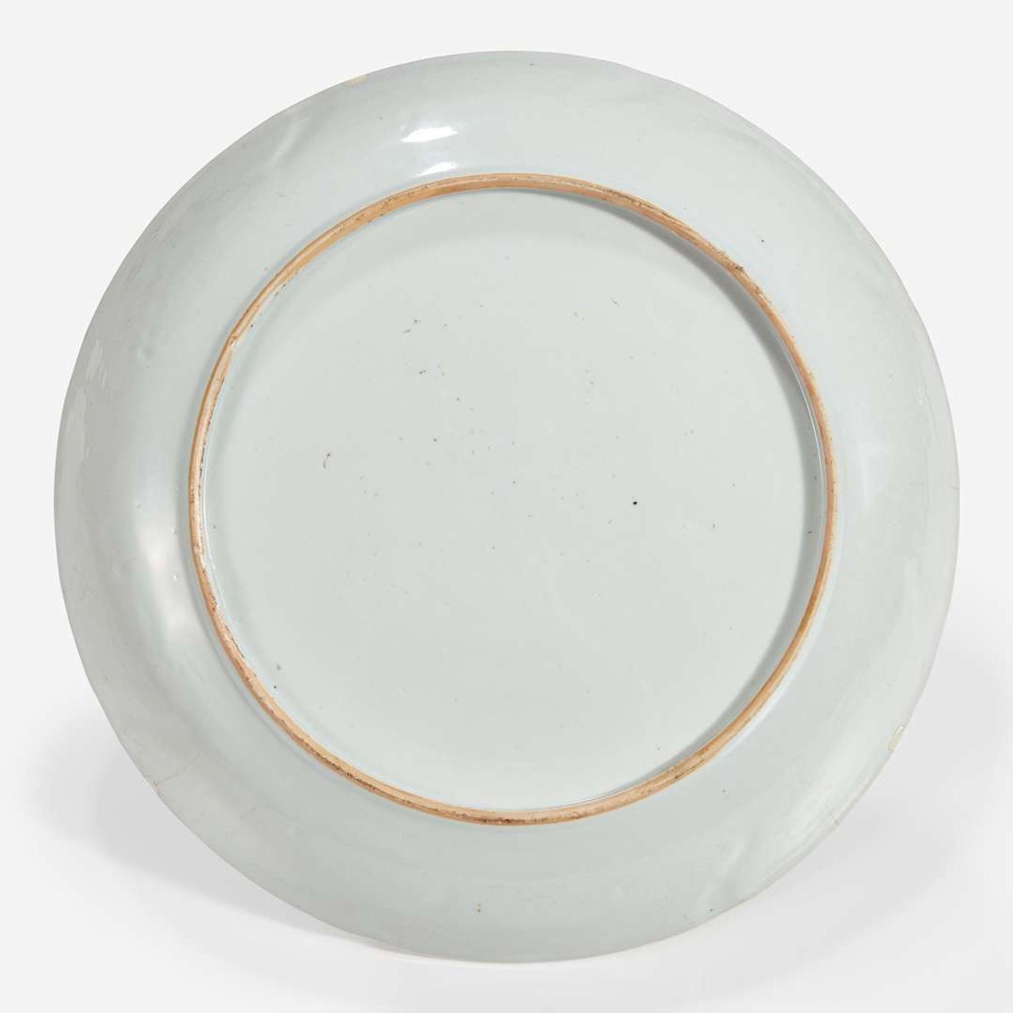 A Chinese export molded blue and white porcelain "Meiren, Boy and Buffalo" large dish 18th century