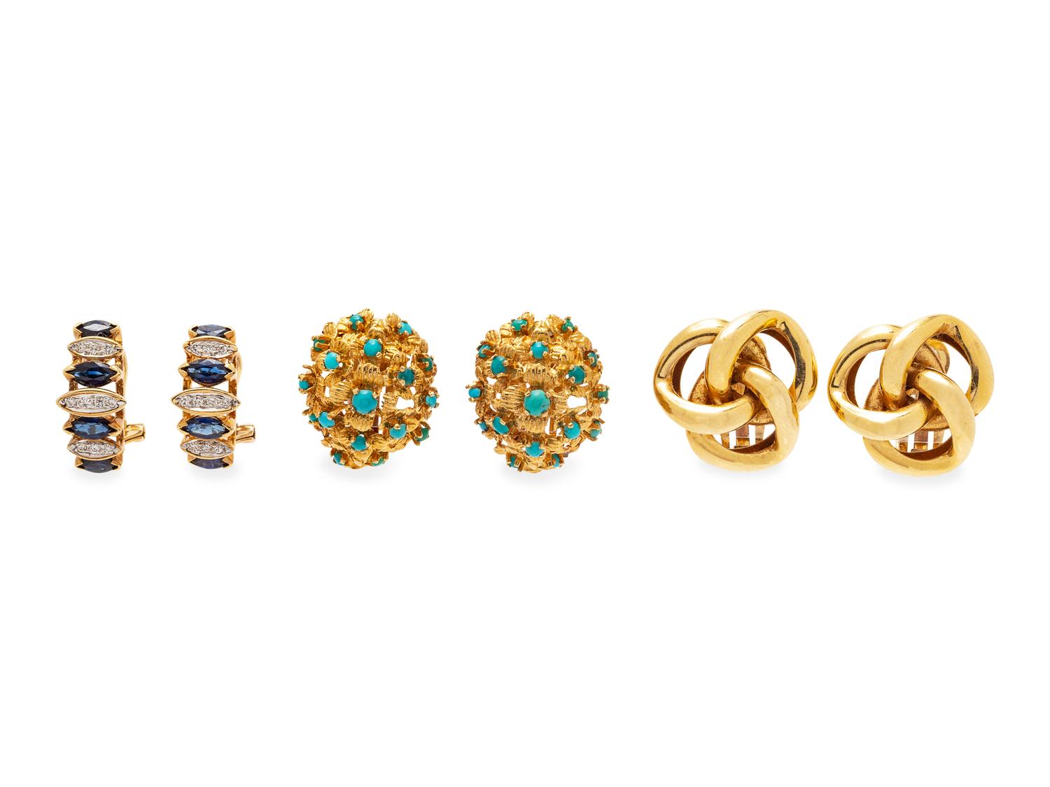 A Collection of Yellow Gold Earclips,
