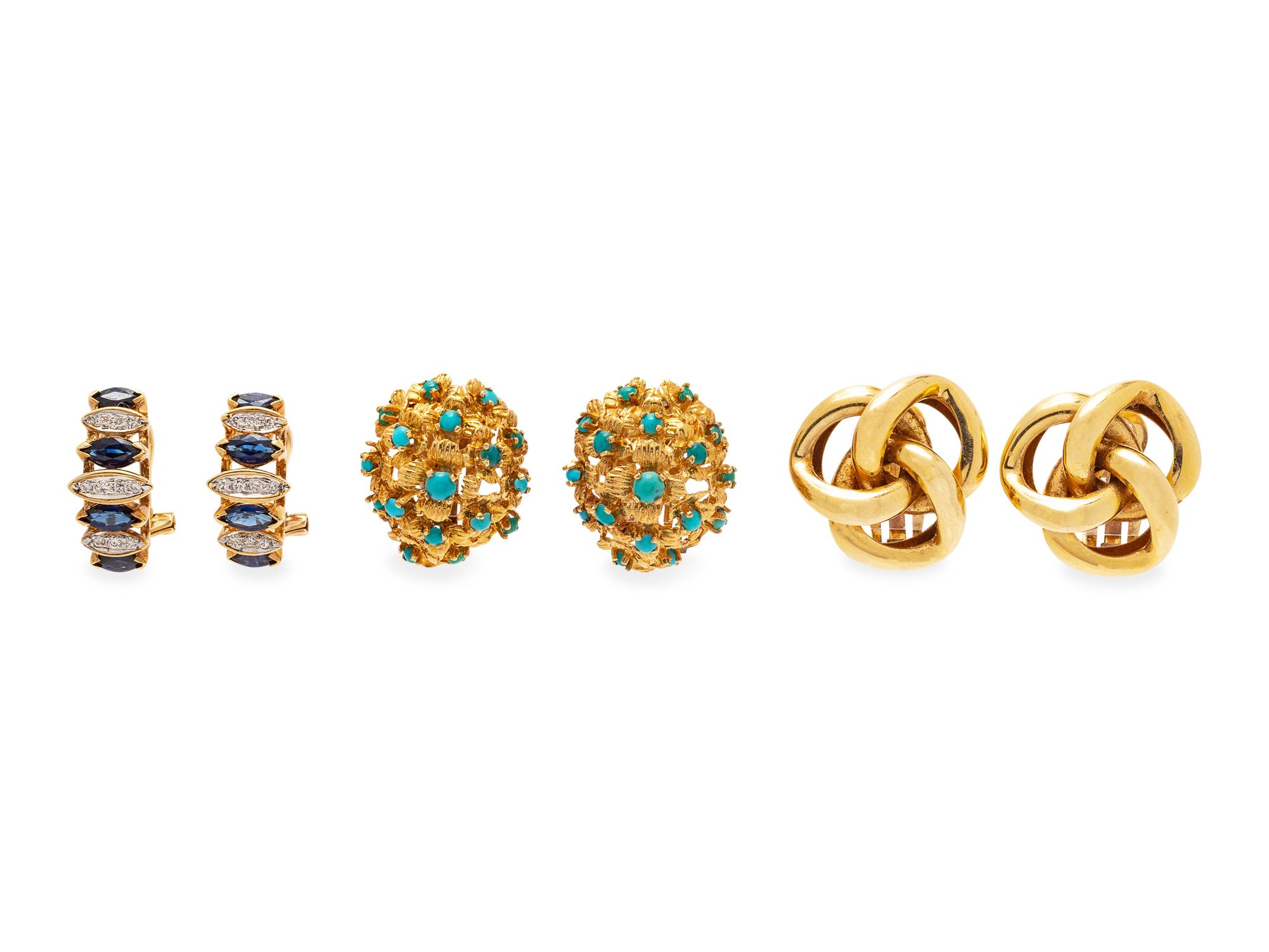 A Collection of Yellow Gold Earclips,