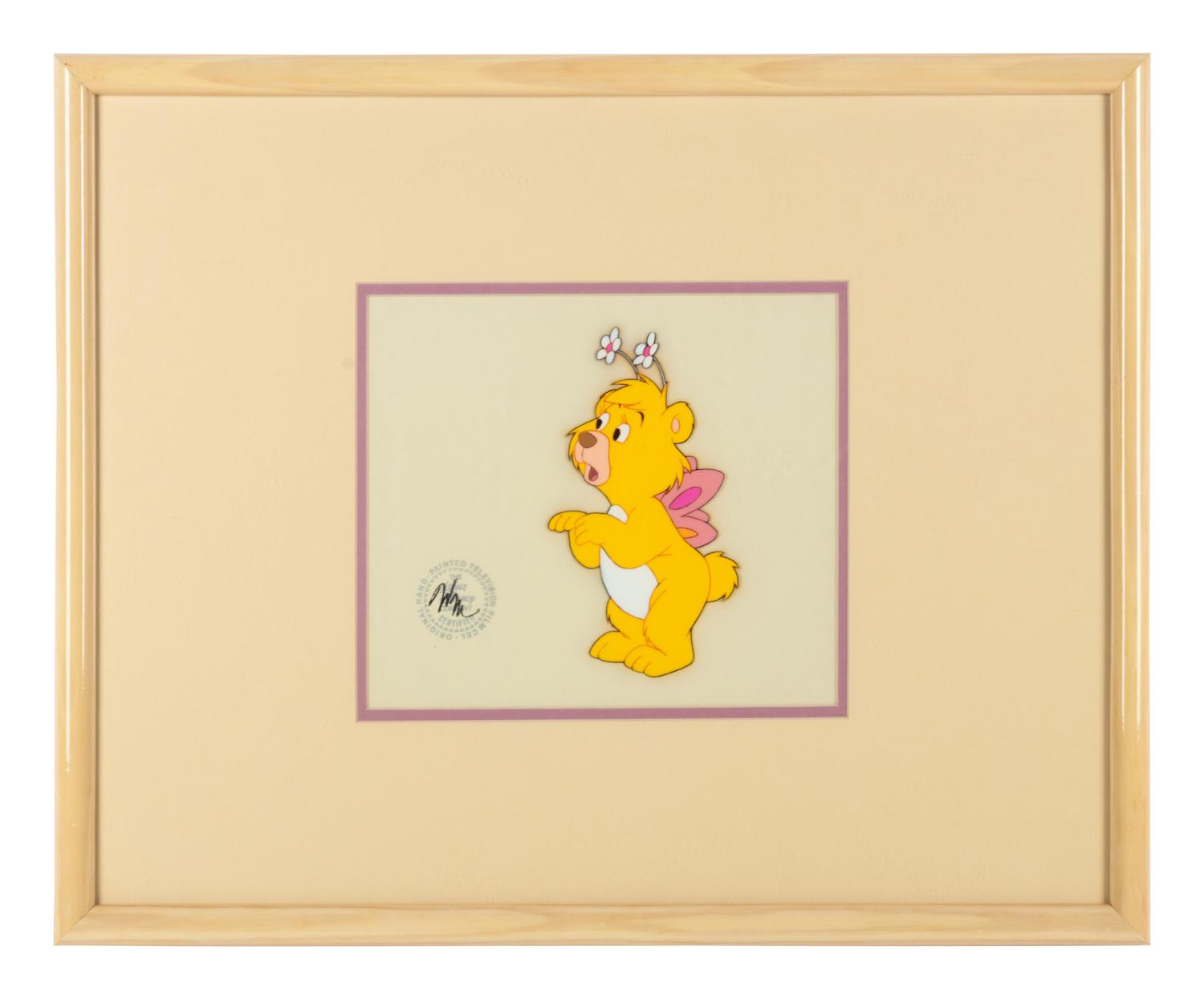 Production cel from the 1985 Walt Disney television series, "The Wuzzles" depicting Butterbear.
