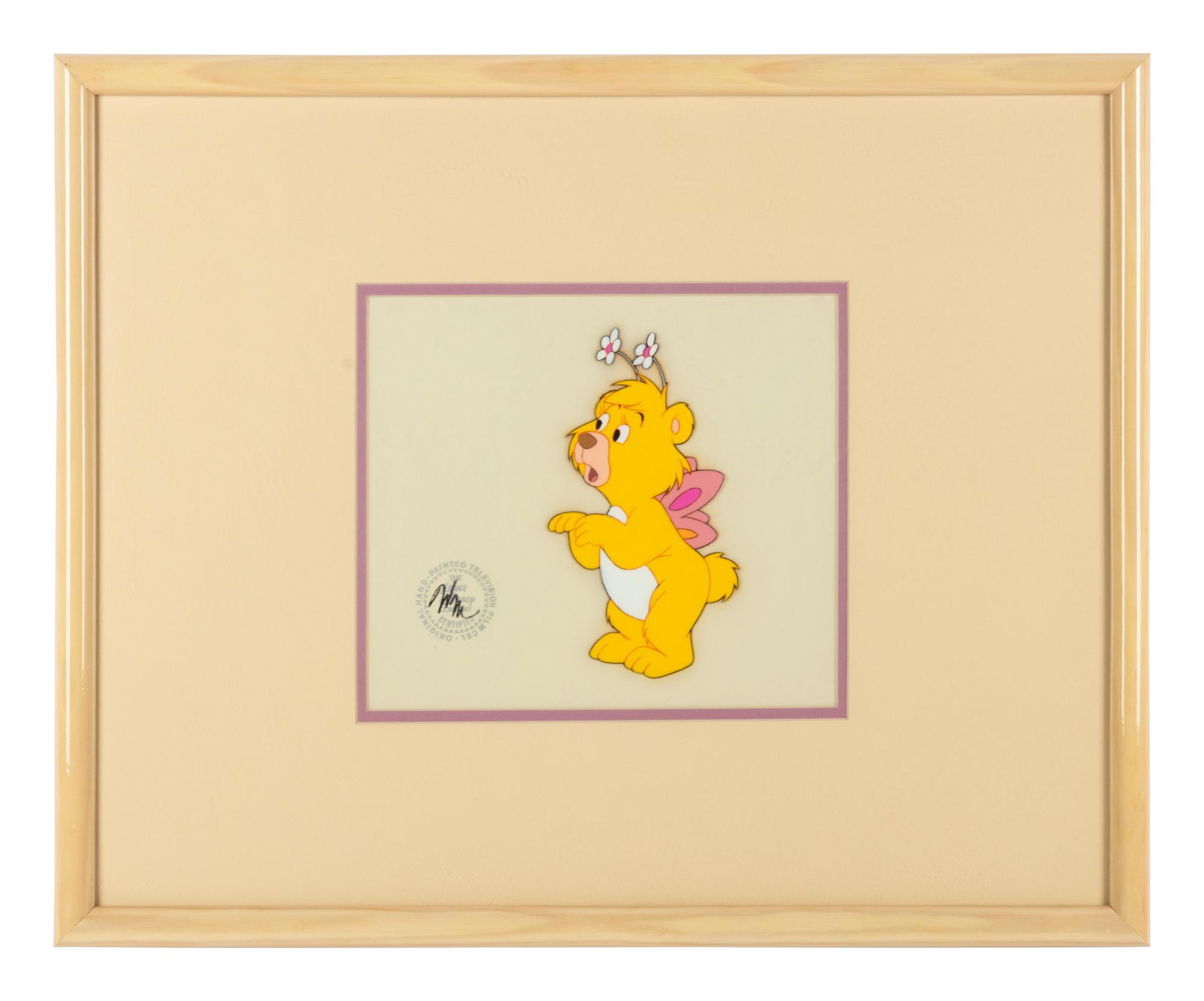 Production cel from the 1985 Walt Disney television series, "The Wuzzles" depicting Butterbear.