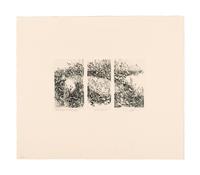 MOSER, Barry. Williston Tree 2. [ca 1979]. 372 x 408 mm. Etching. Captioned and signed in pencil, numbered 10/26. — Scatalogical Landscape. [ca 1979???]. 280 x 329 mm. Triptych on one sheet of separate etchings in dark green ink. Captioned and signed by Moser, inscribed “artist’s proof.”