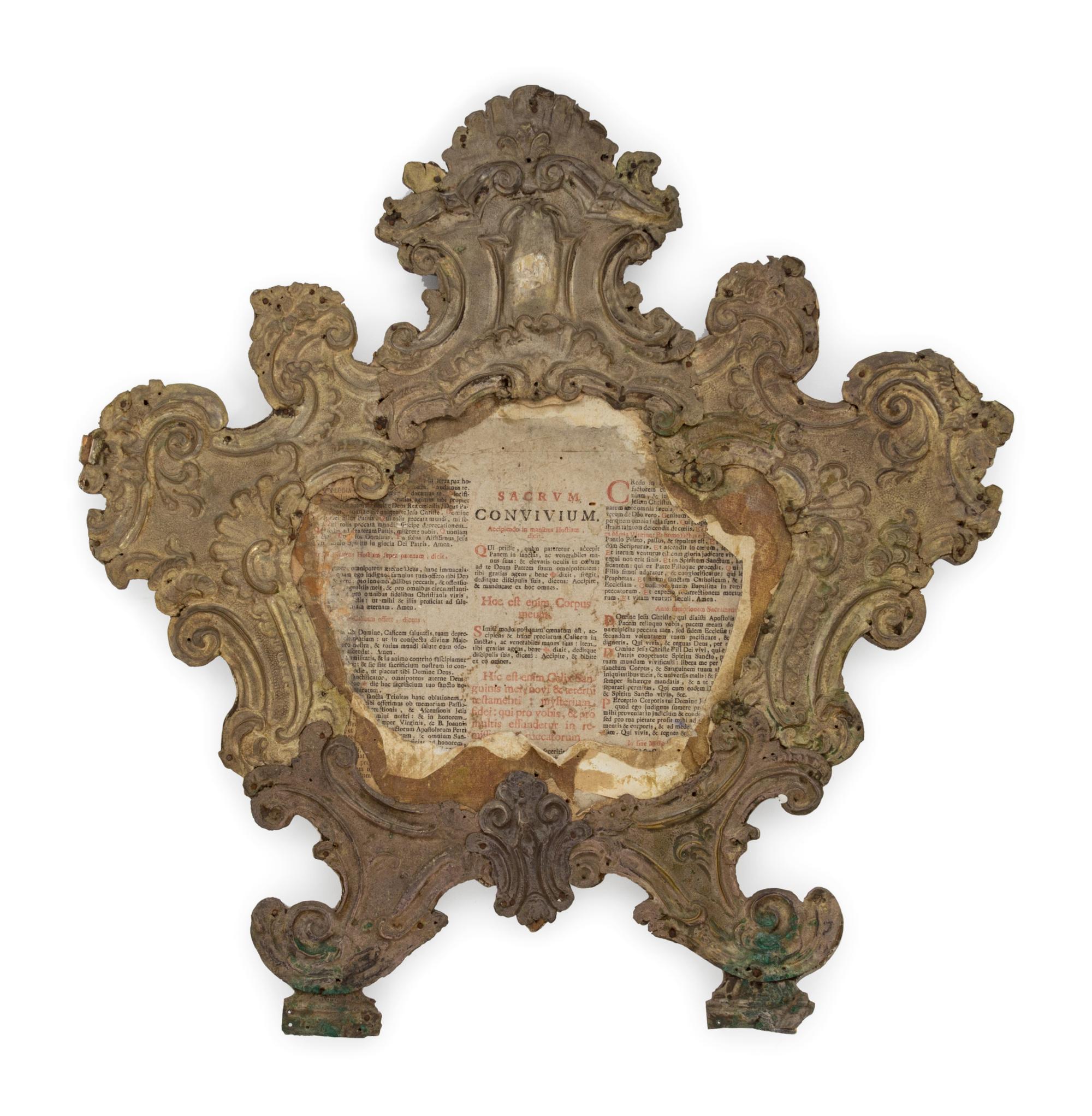 A Pair of Continental Baroque Pressed Brass Mirror Frames