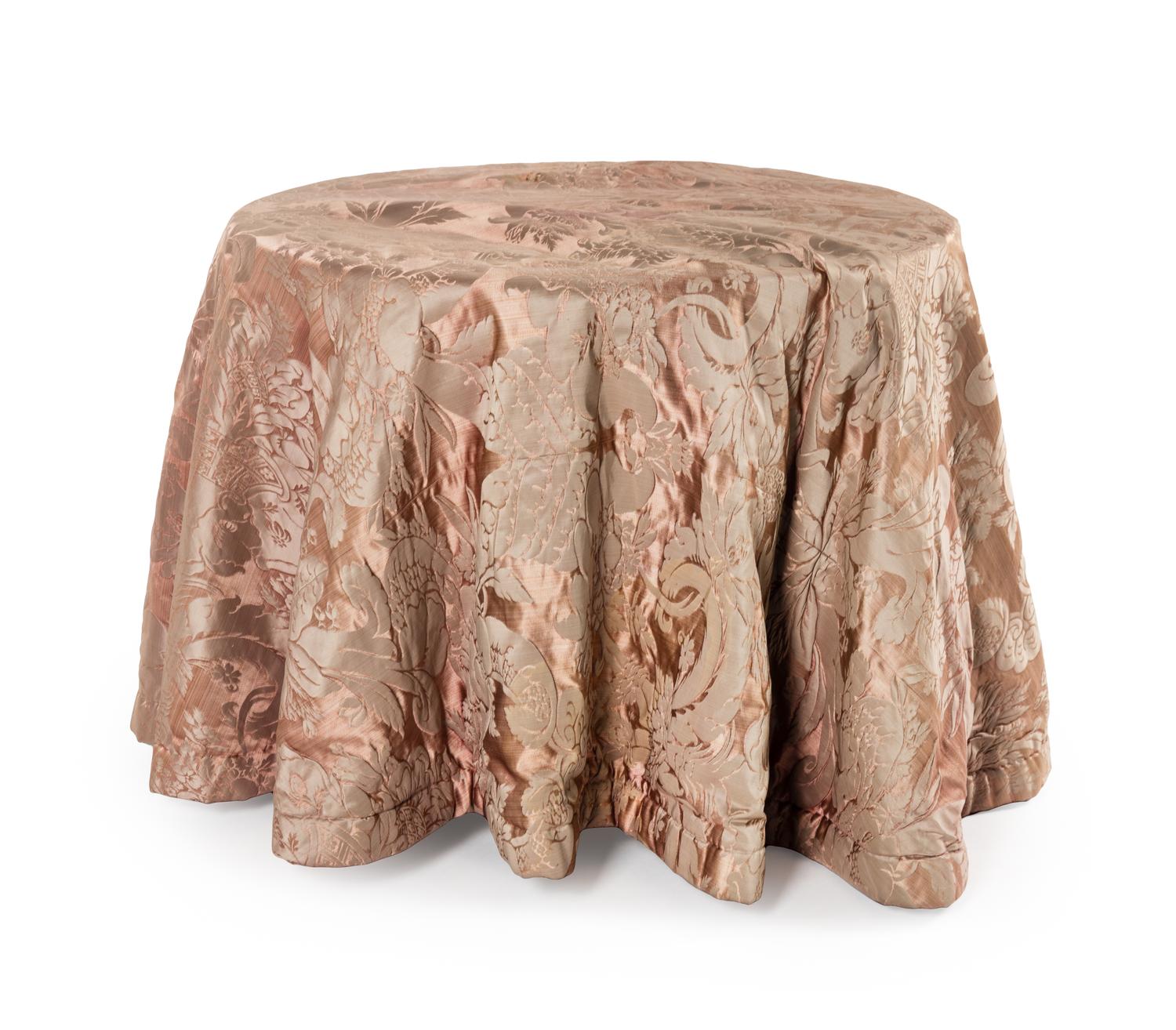 A Custom Damask Skirted Side Table