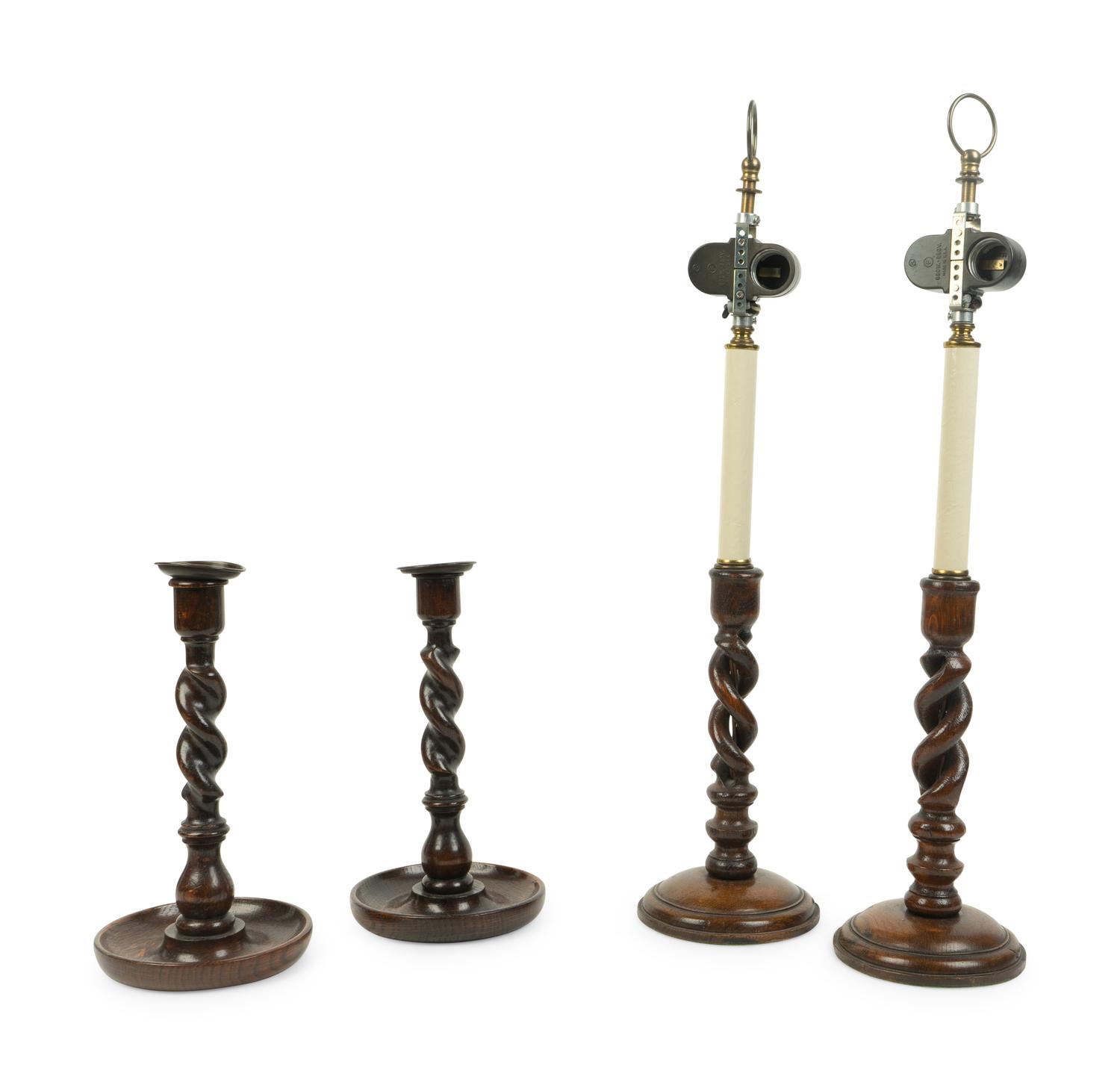Two Pairs of English Treen Candlesticks — 19TH/20TH CENTURY
