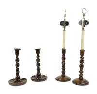 Two Pairs of English Treen Candlesticks — 19TH/20TH CENTURY