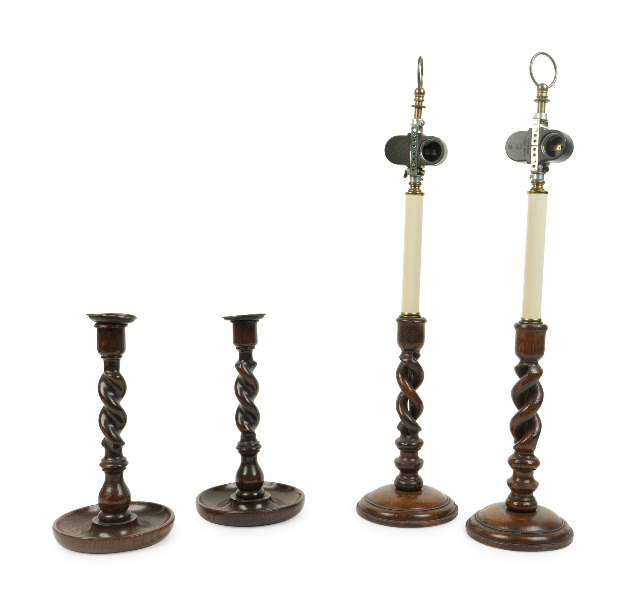 Two Pairs of English Treen Candlesticks — 19TH/20TH CENTURY