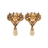 Chanel Faux Pearl Drop Filigree Ear Clips, 1983