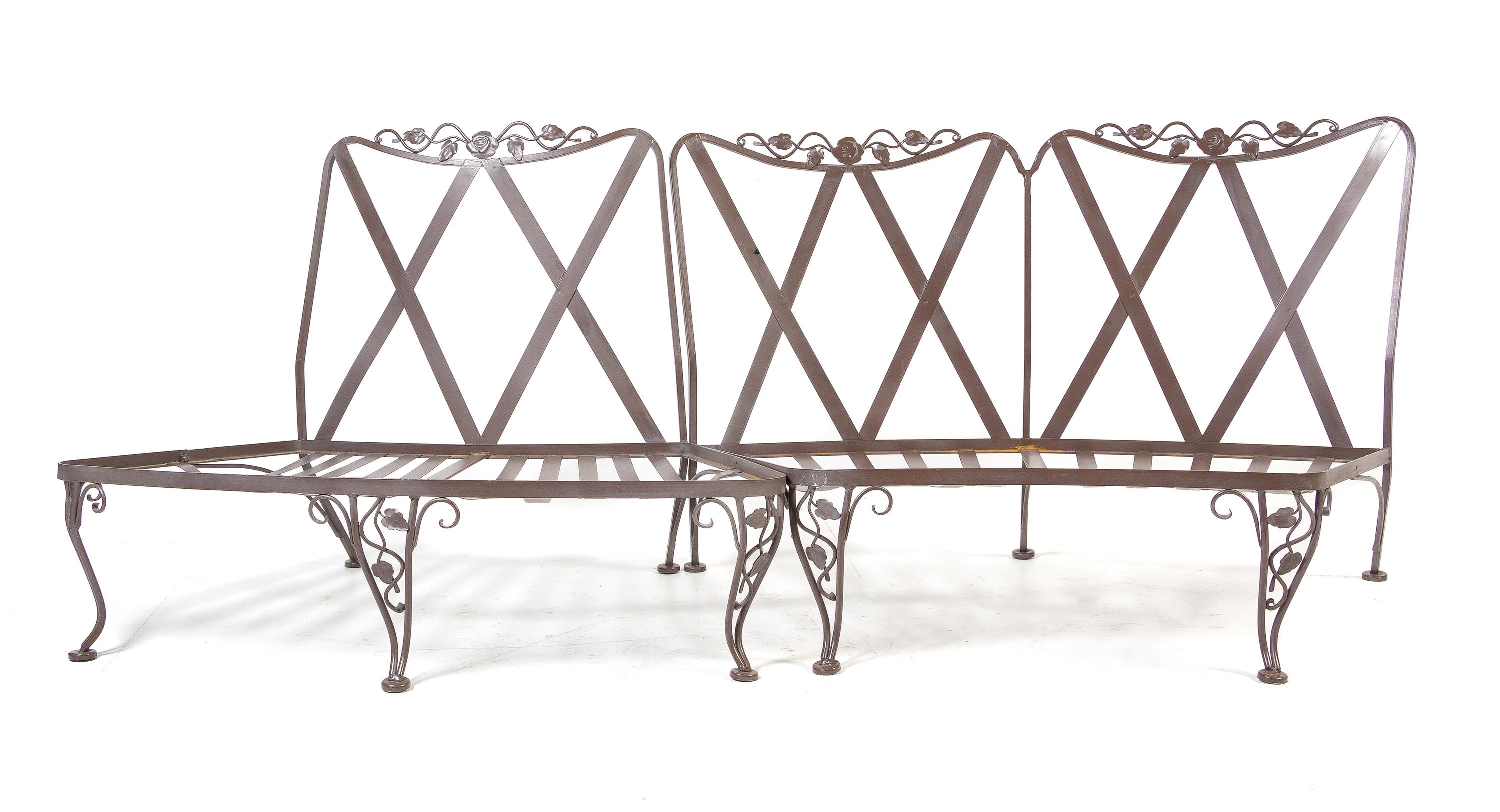 A Set of Painted Metal Patio Furniture Height of loveseat 32 1/2 inches. — ROBERT WOODARD, MID-20TH CENTURY