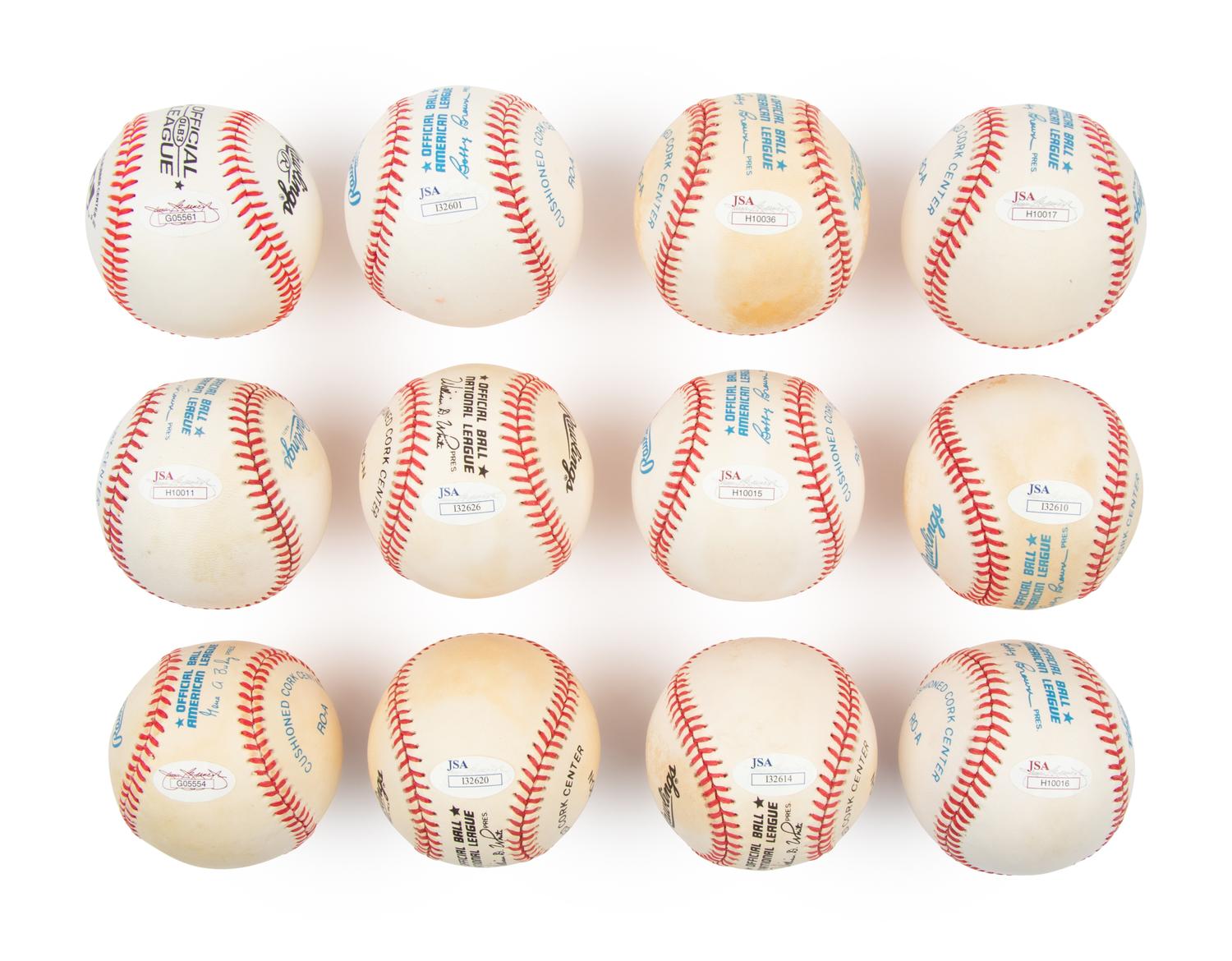 A Collection of 12 3,000 Hit Club Member Single Signed Autograph Baseballs (JSA)