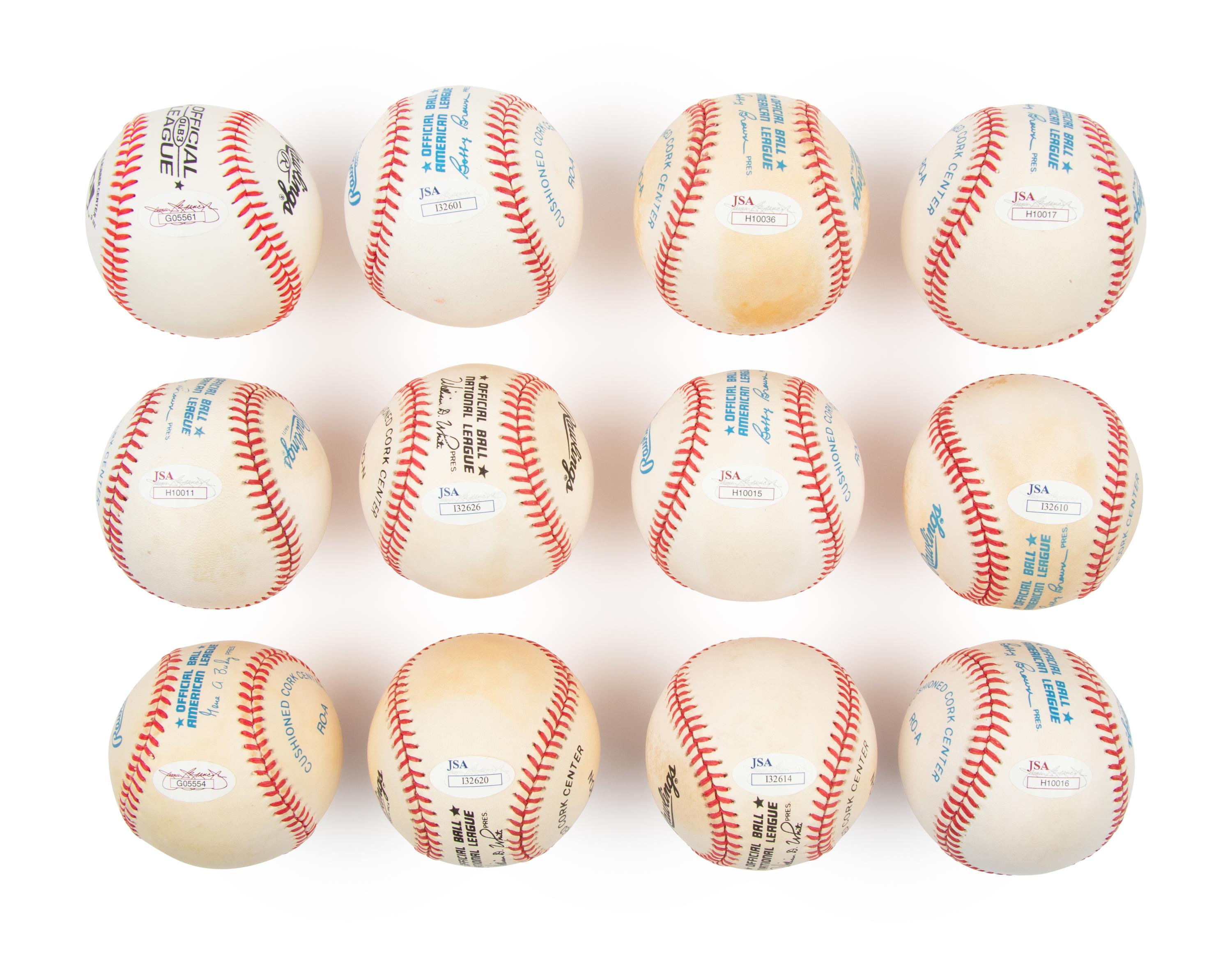 A Collection of 12 3,000 Hit Club Member Single Signed Autograph Baseballs (JSA)
