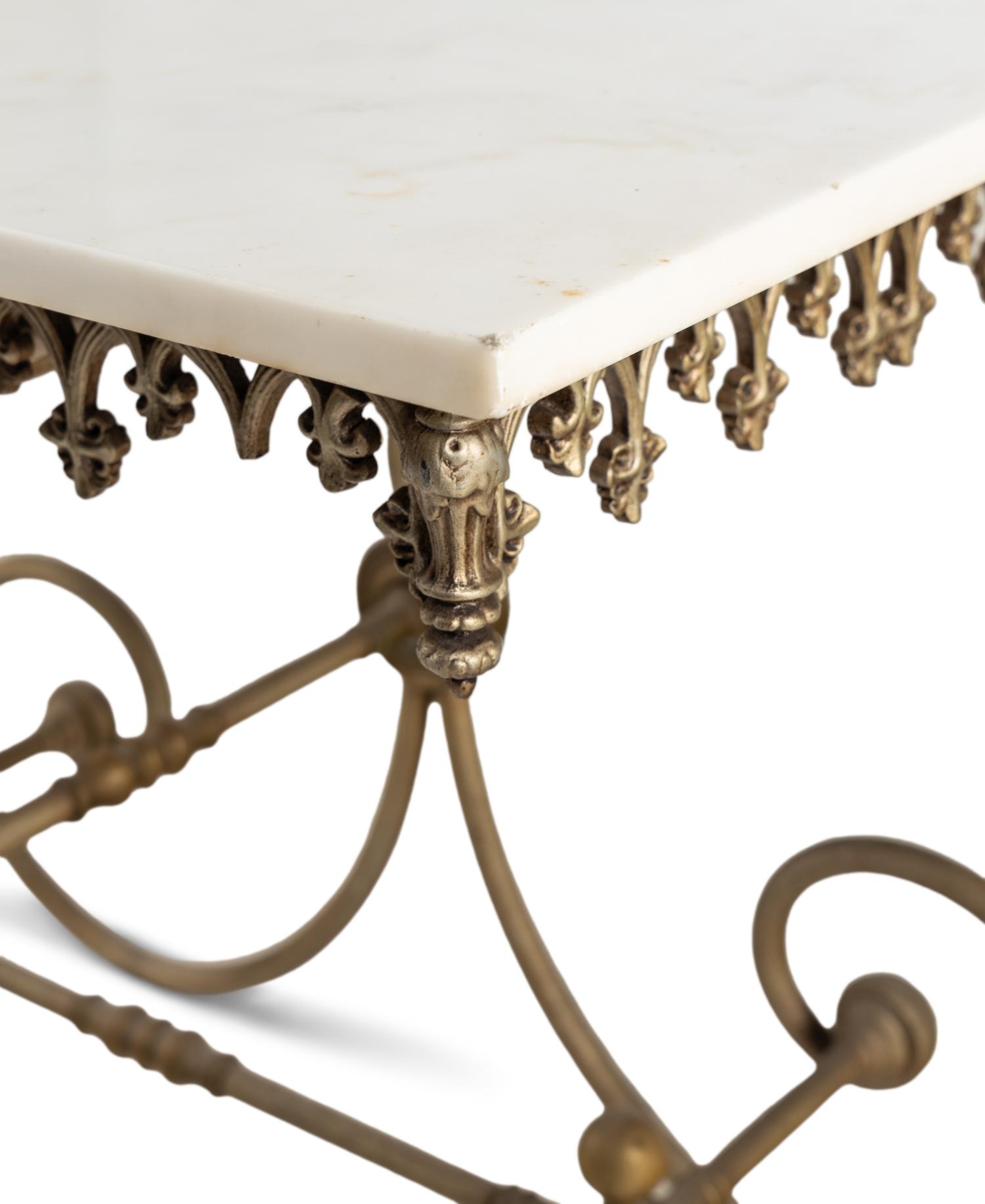 A French Steel and Marble Pastry Table