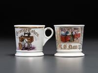 Two Tailor's Porcelain Occupational Shaving Mugs