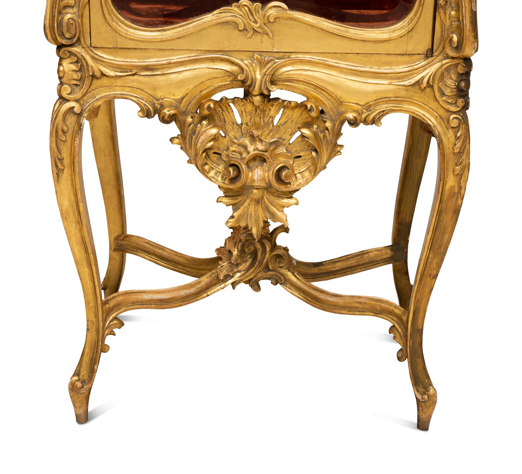 A Louis XV Style Carved Giltwood Vitrine — 19th/20th Century