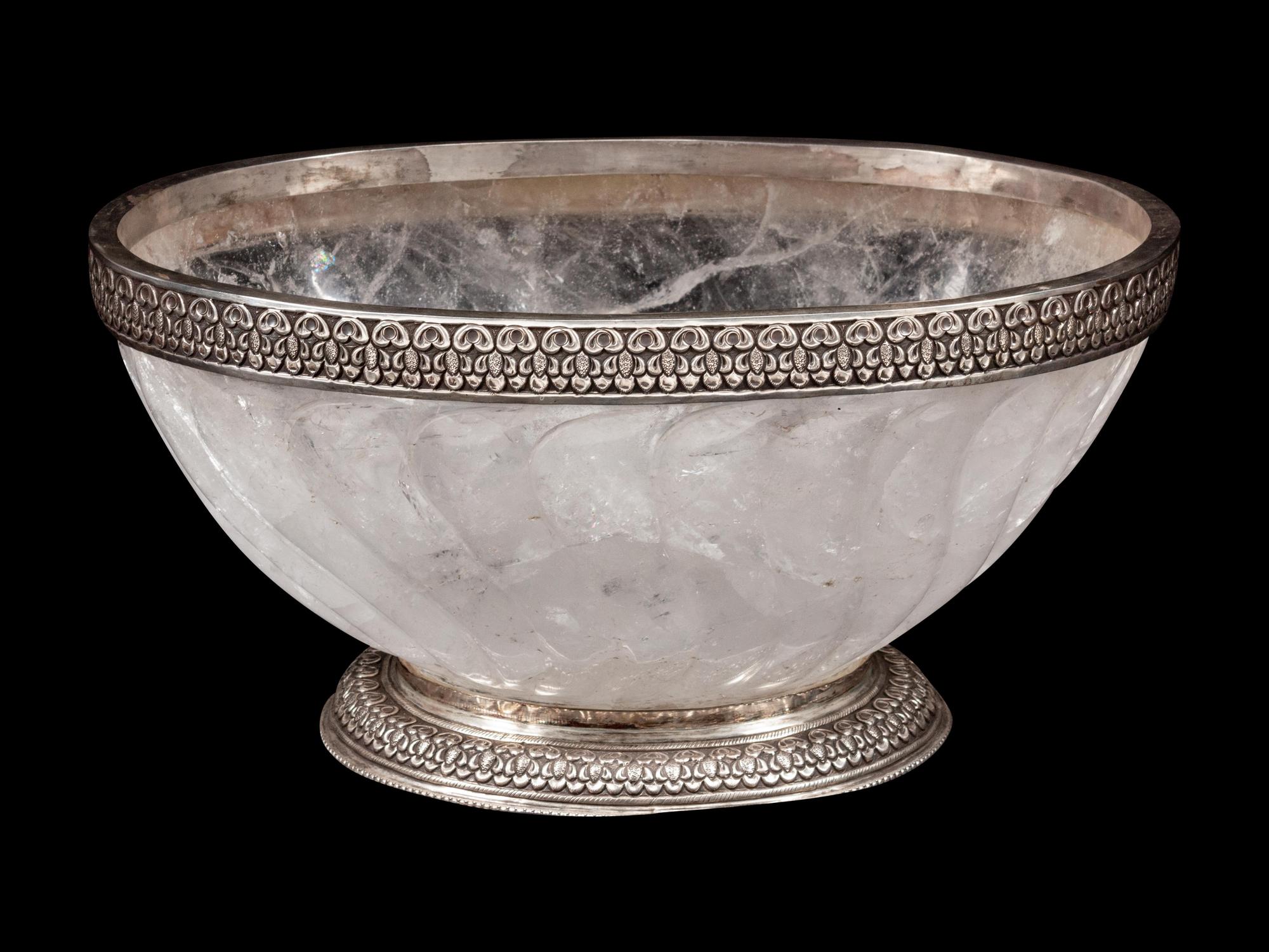A Silver Mounted Rock Crystal Bowl
