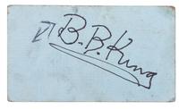 [MUSIC] -- [KING, B.B. (1925-2015)]. A group of 6 items related to B.B. King, highlighted by an autographed business card (“B.B. King”), and press photographs. Ca 1970s-80s.