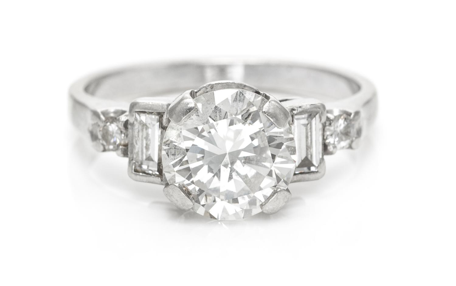 A Platinum and Diamond Ring, Circa 1950, 2.50 dwts.