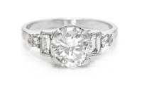A Platinum and Diamond Ring, Circa 1950, 2.50 dwts.