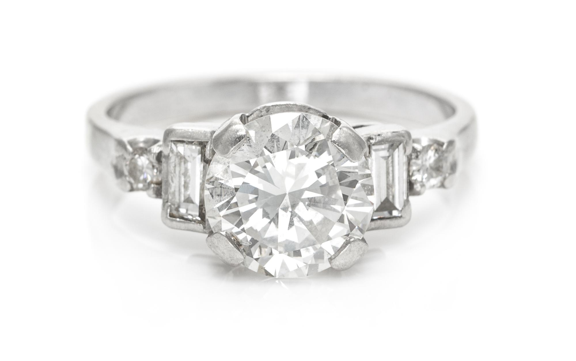 A Platinum and Diamond Ring, Circa 1950, 2.50 dwts.