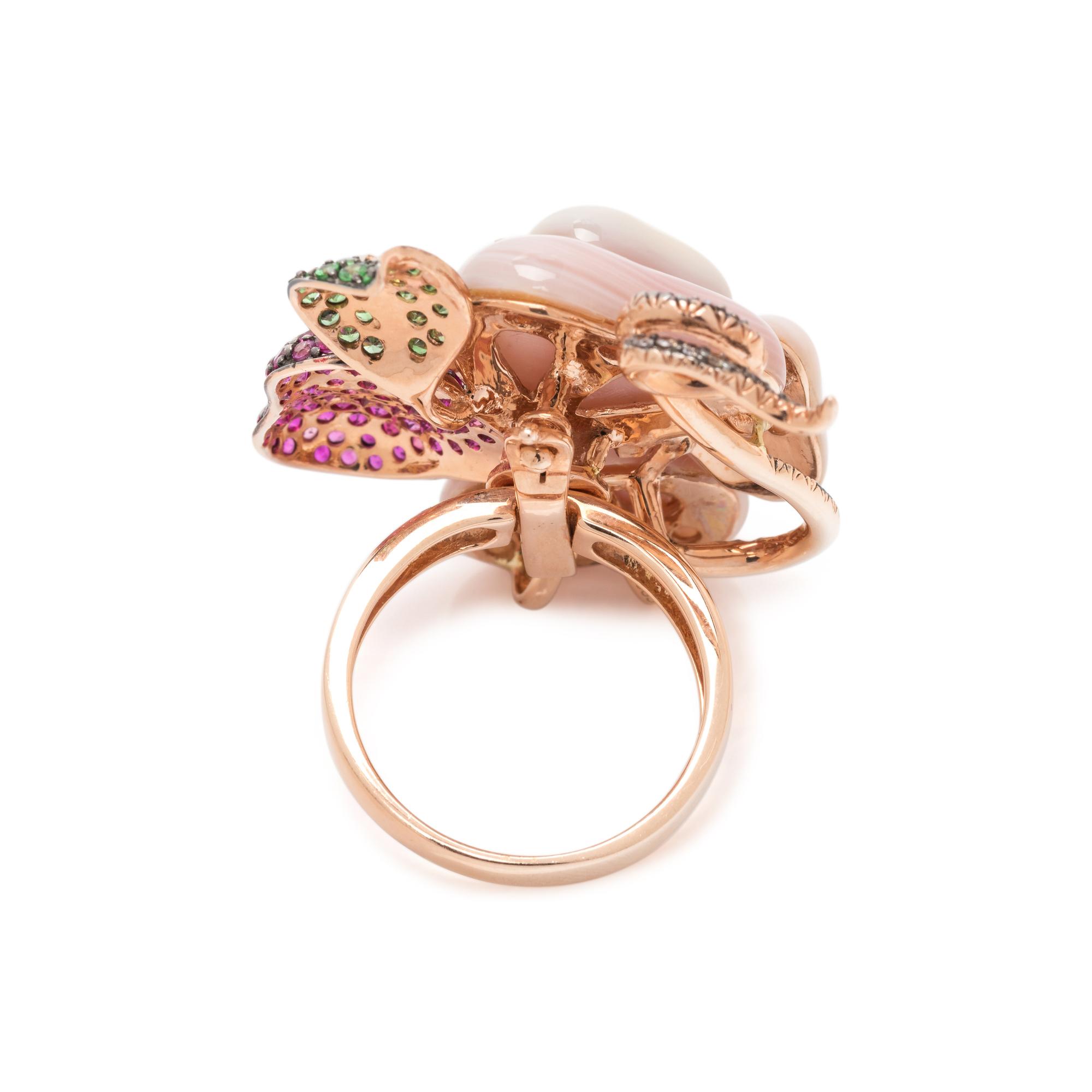 CONVERTIBLE MULTIGEM AND DIAMOND FLOWER RING/PENDANT