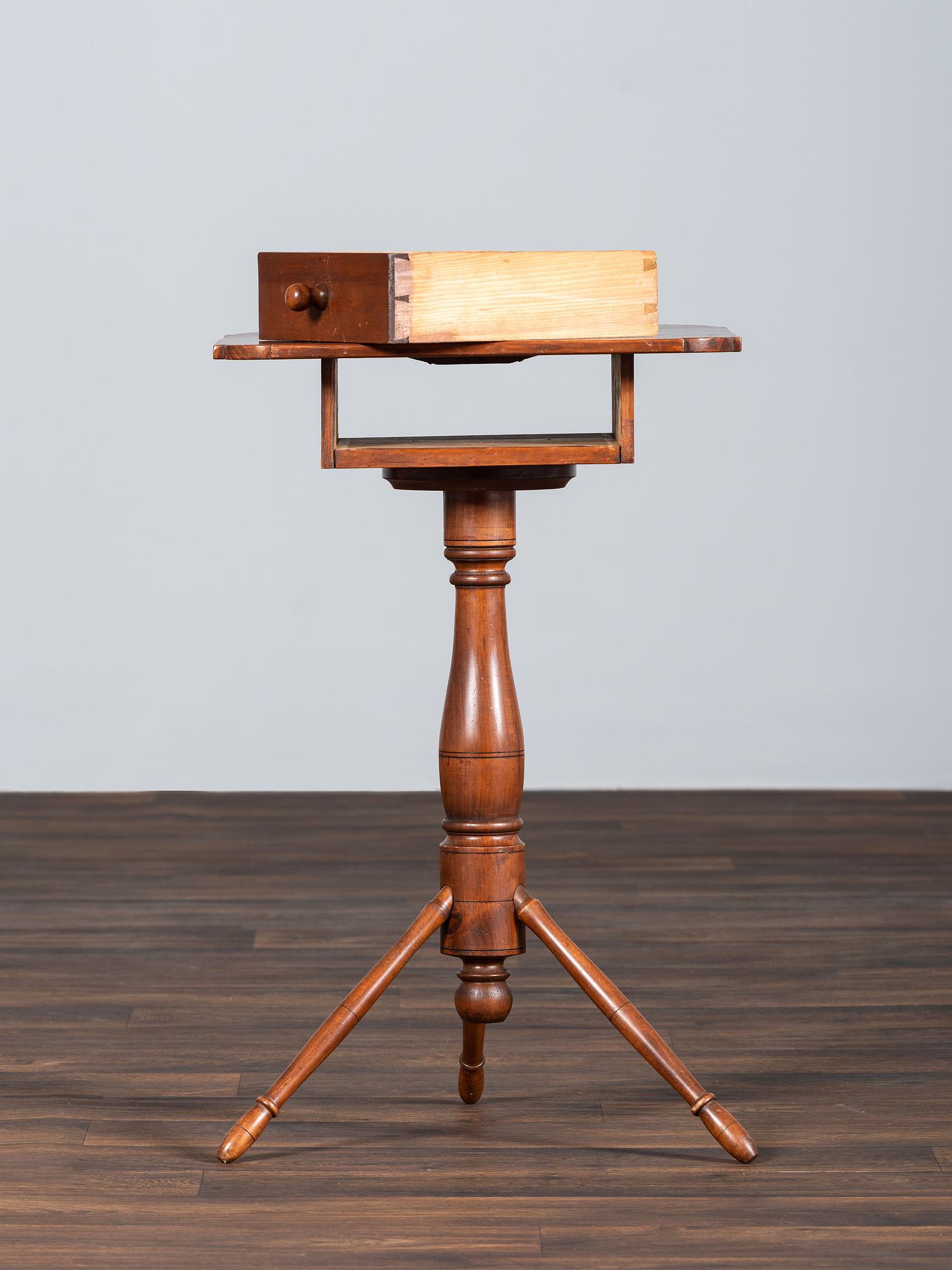 A Shaker One-Drawer Peg Leg Work Table