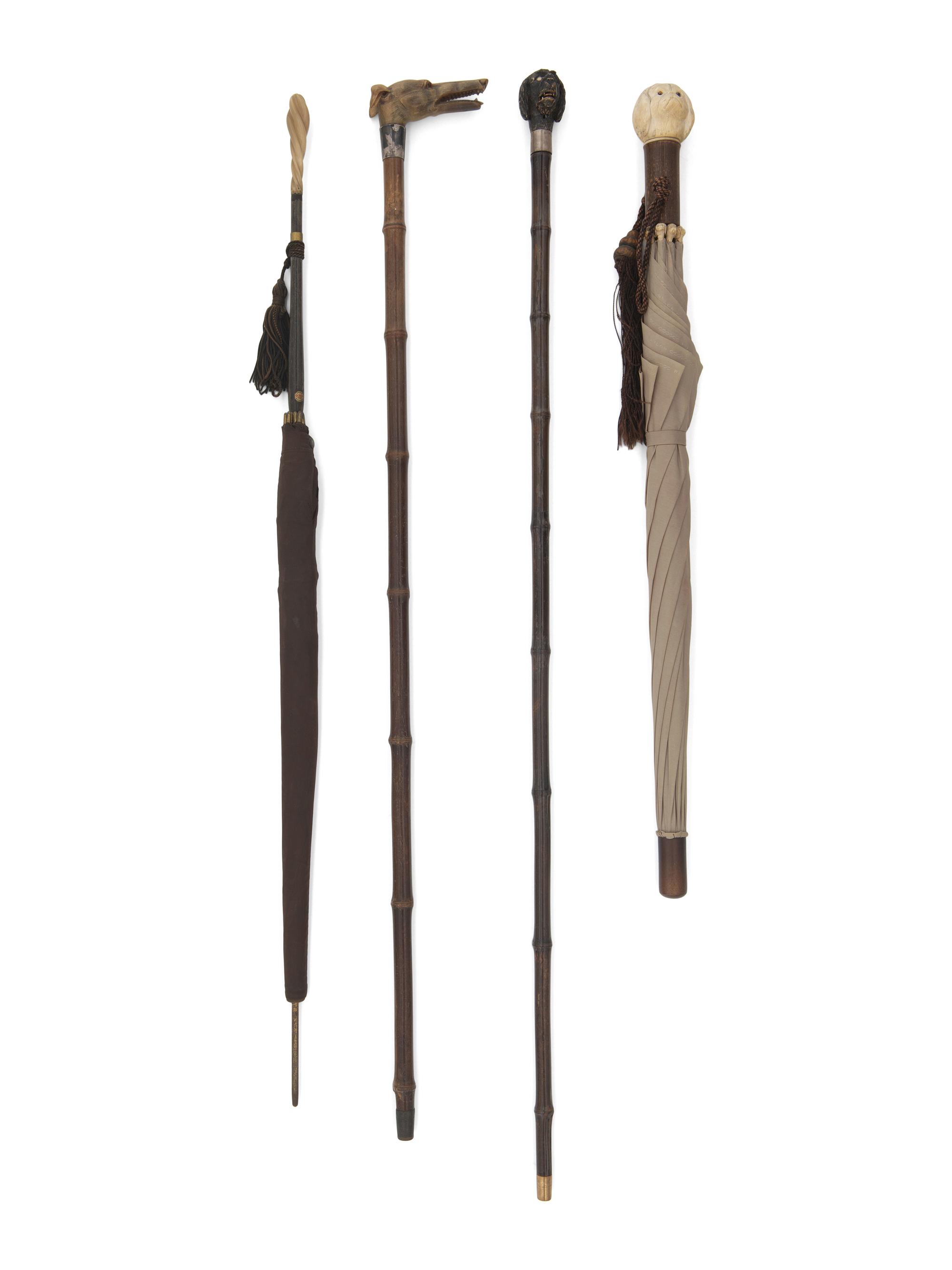 Four Walking Sticks and Umbrellas