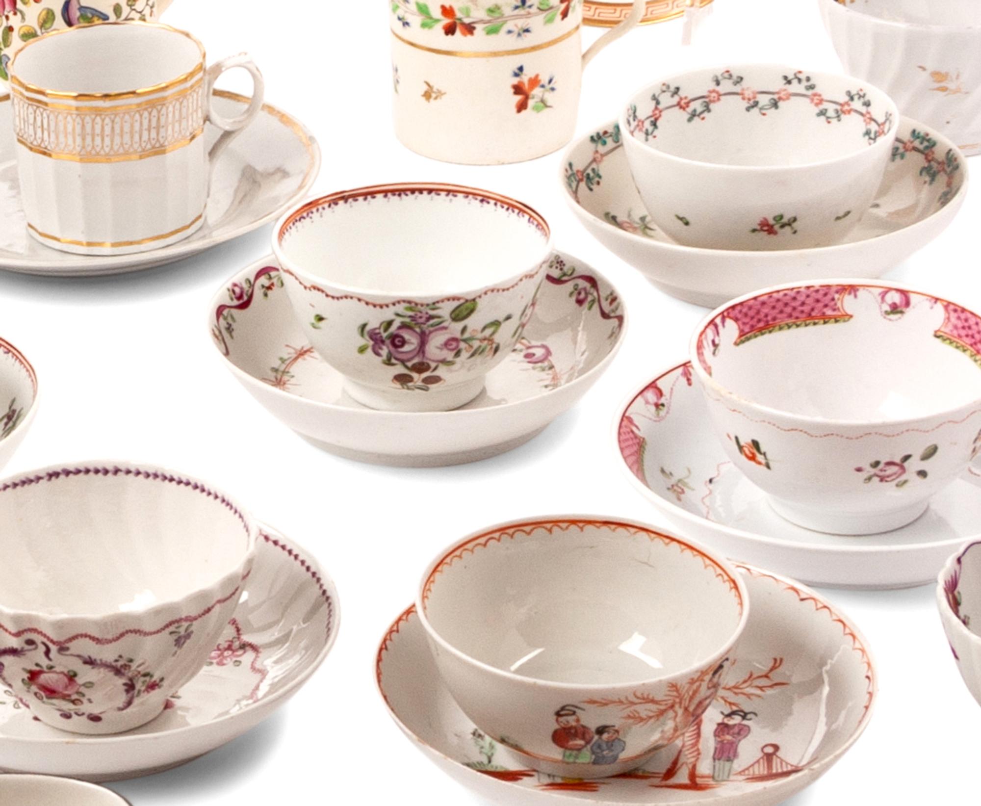 A Large Collection of English Porcelain Teacups and Saucers