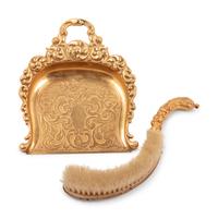 A Pair of Continental Gilt Metal Tazze together with a Dust Pan and Brush