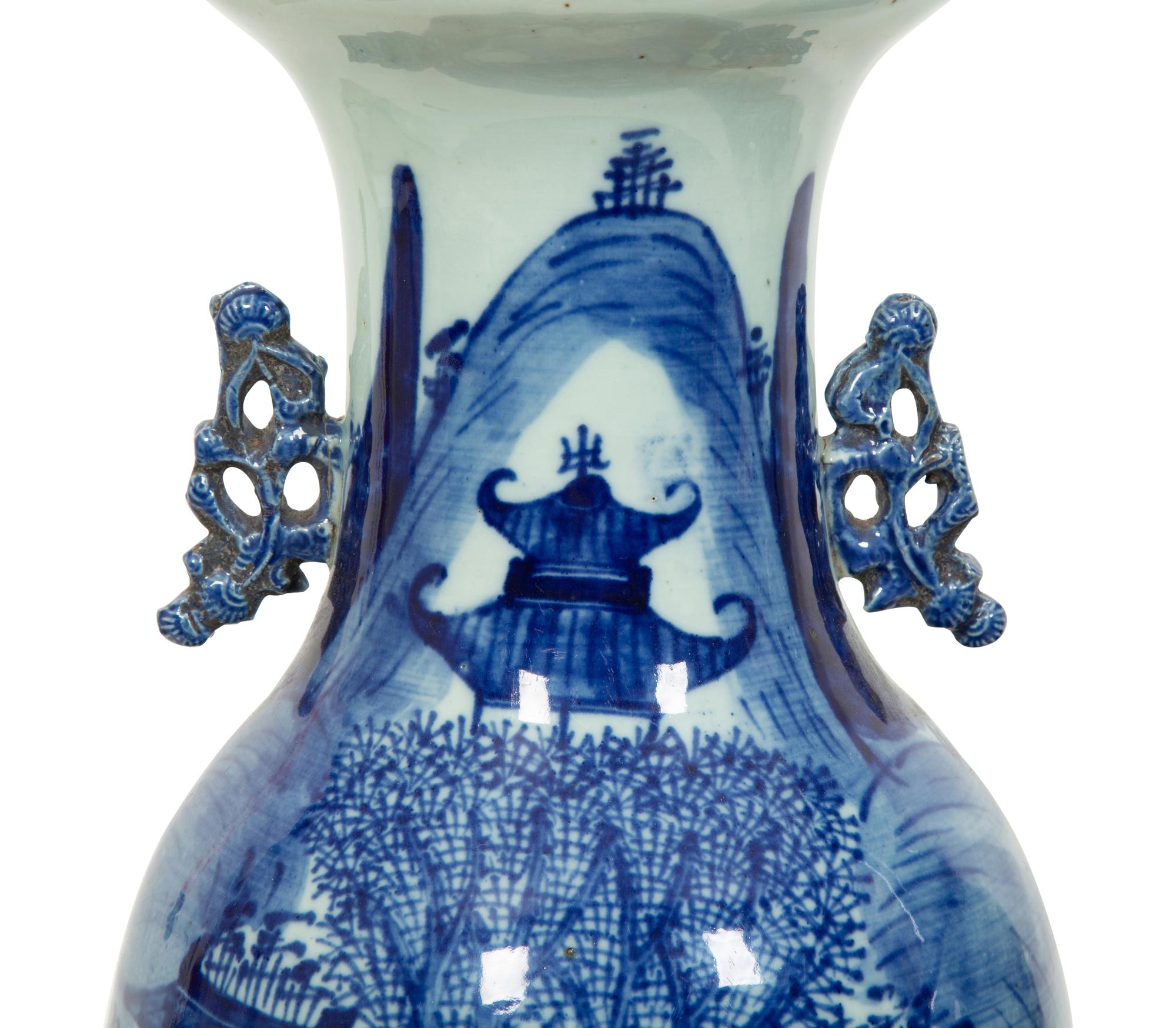 Two Chinese Blue and White Porcelain Baluster Vases