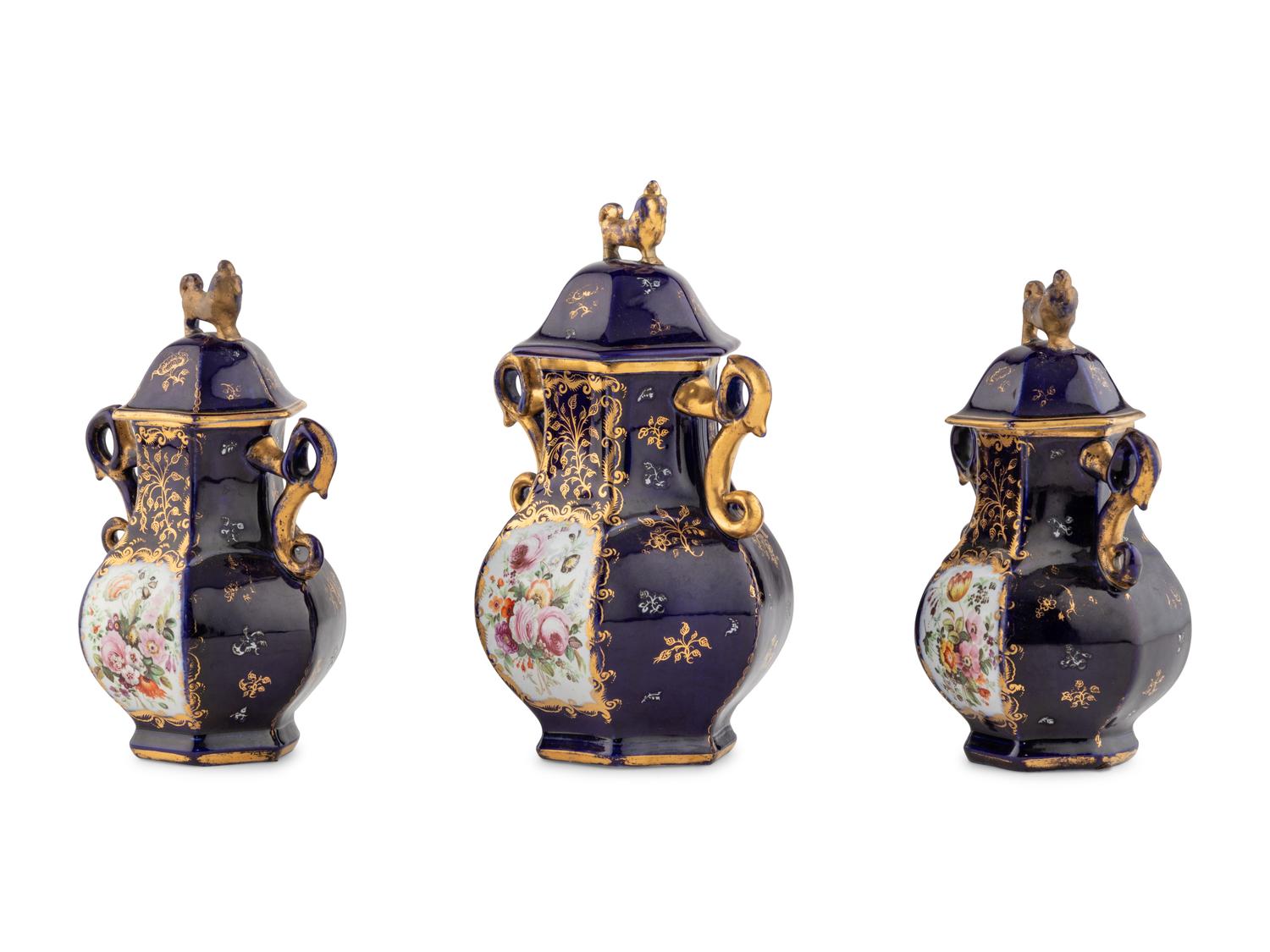 A Group of Three Mason's Ironstone Covered Jars