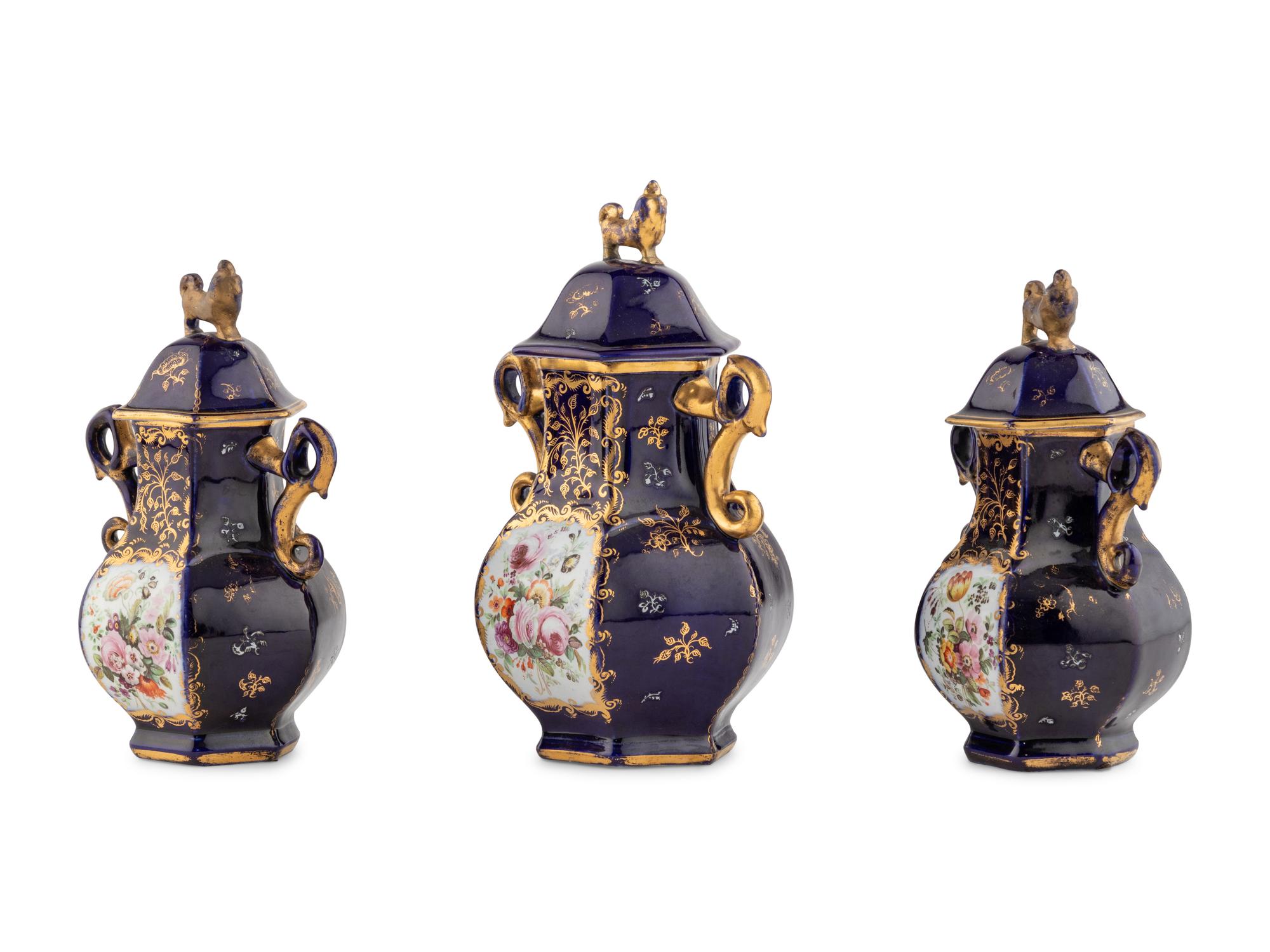 A Group of Three Mason's Ironstone Covered Jars
