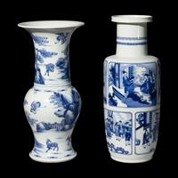 Two Chinese Blue and White Porcelain Vases