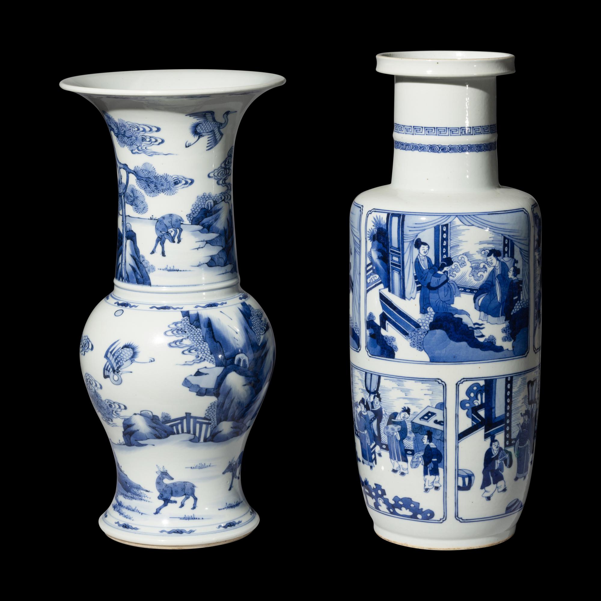 Two Chinese Blue and White Porcelain Vases