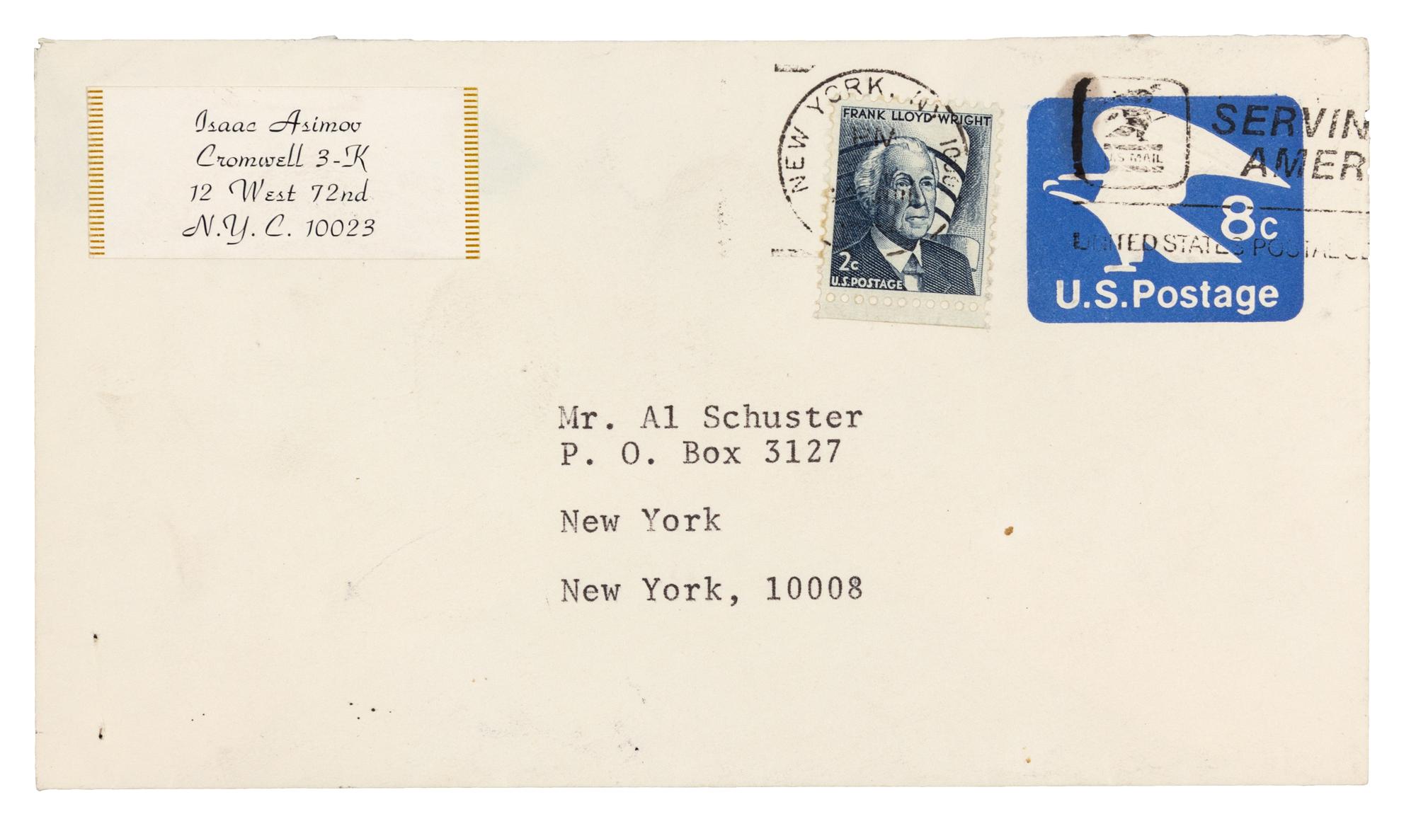 [ASIMOV, Isaac (1920-1992).] 2 autograph letters signed and one document signed by Asimov, comprising:
