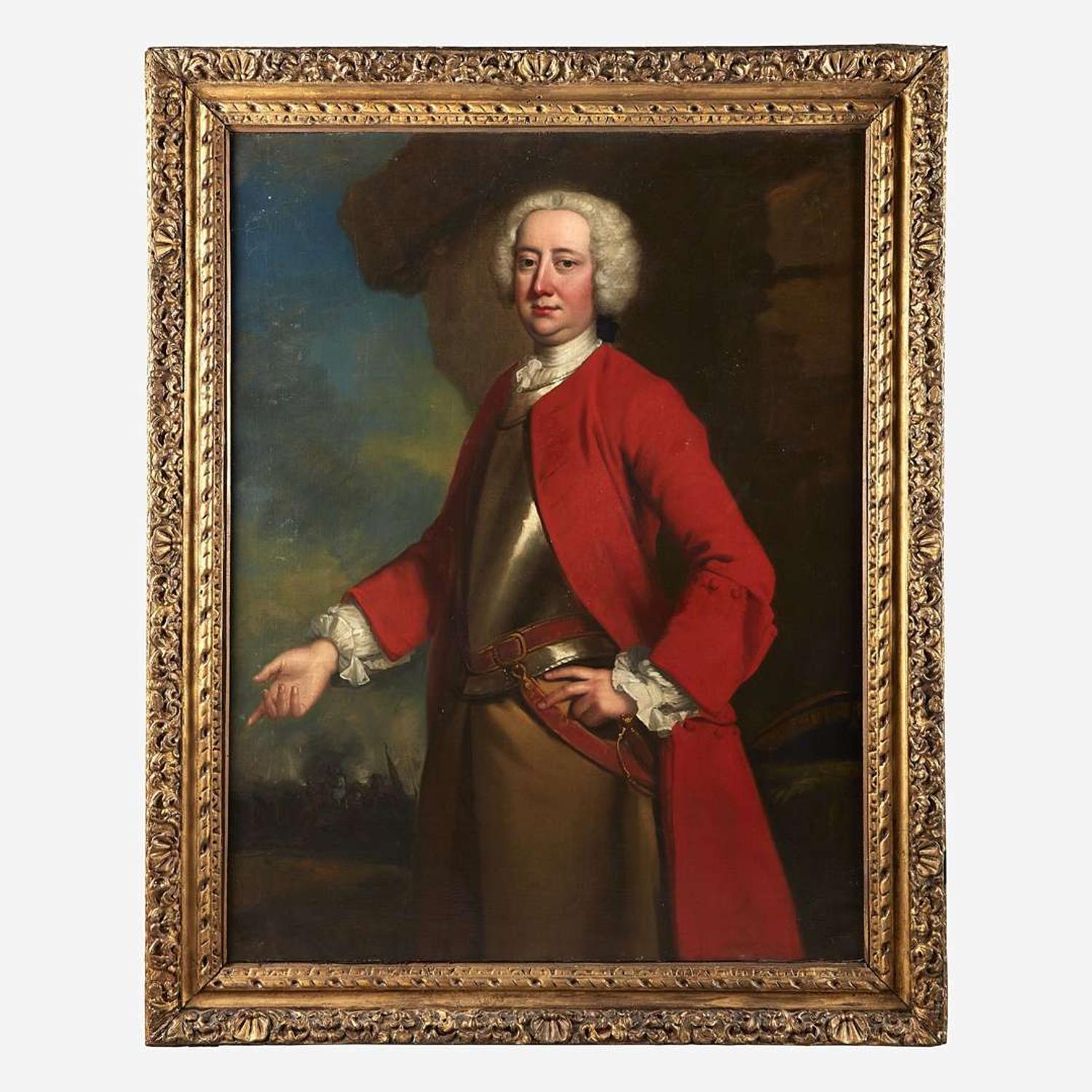 British School (18th Century) Portrait of a Military Gentleman in a Red Coat, Half-Length