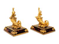 A Pair of French Gilt Bronze and Faux Tortoiseshell Ornaments