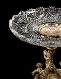 A Pair of Elkington and Co. Gilt Electrotype and Cut Glass Stands