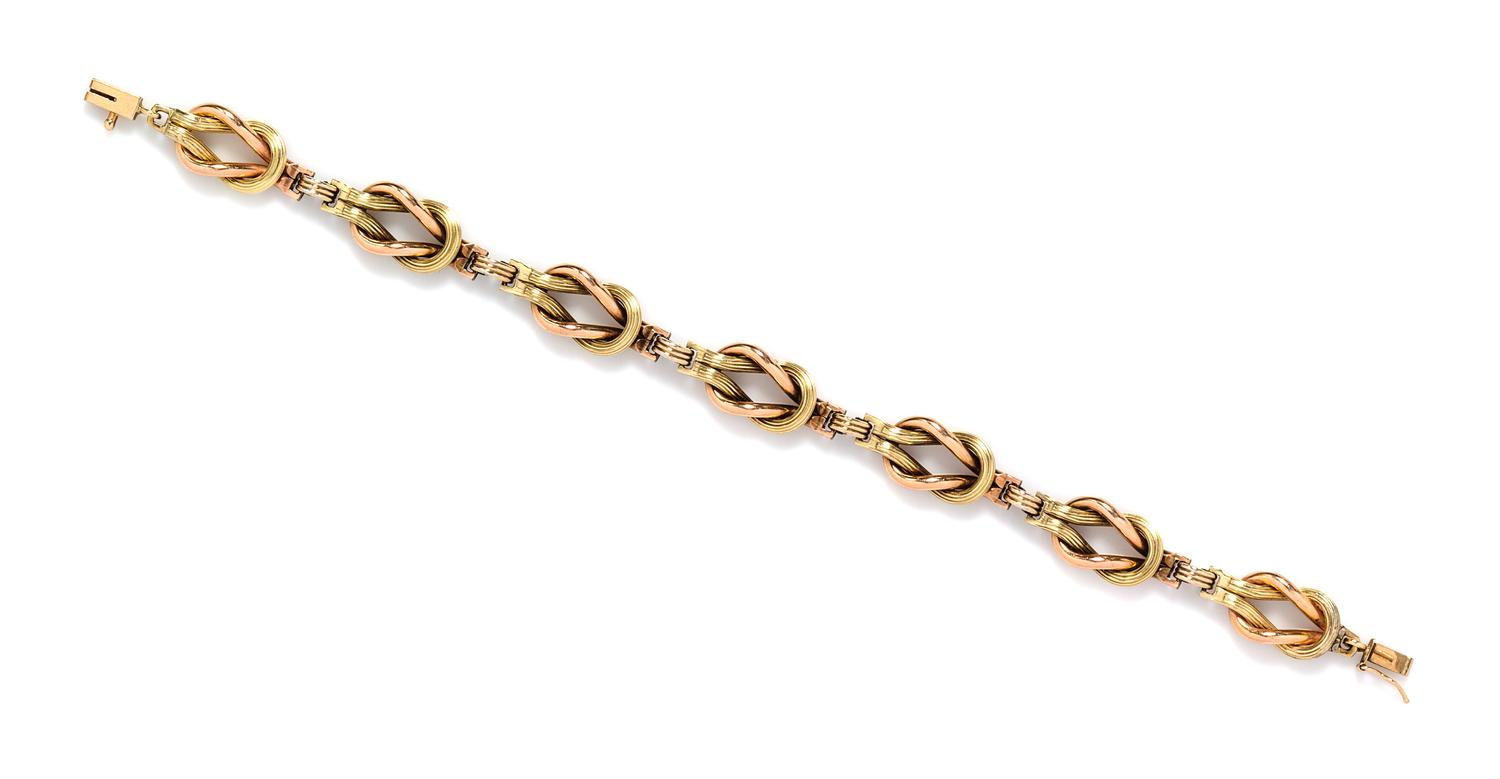 A Vintage 14 Karat Yellow and Rose Gold Bracelet, 15.80 dwts.