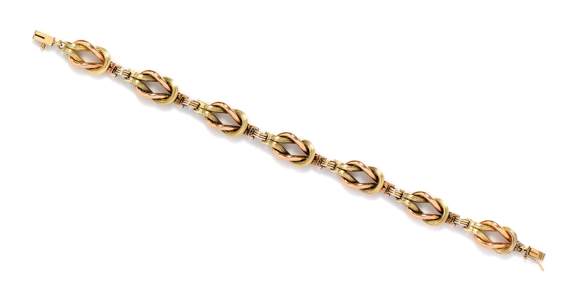 A Vintage 14 Karat Yellow and Rose Gold Bracelet, 15.80 dwts.