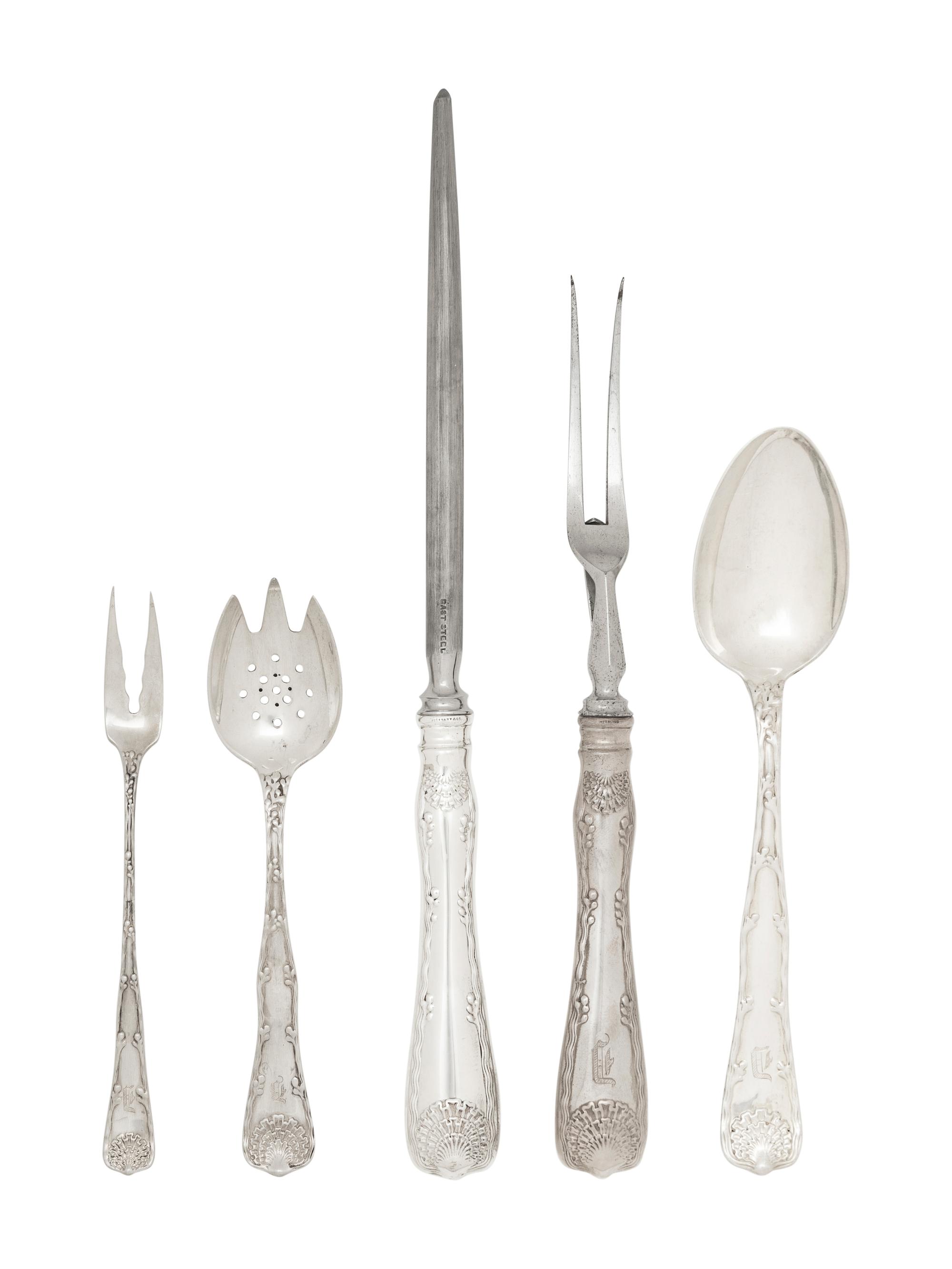 A Tiffany and Co. Wave Edge Silver Flatware Service