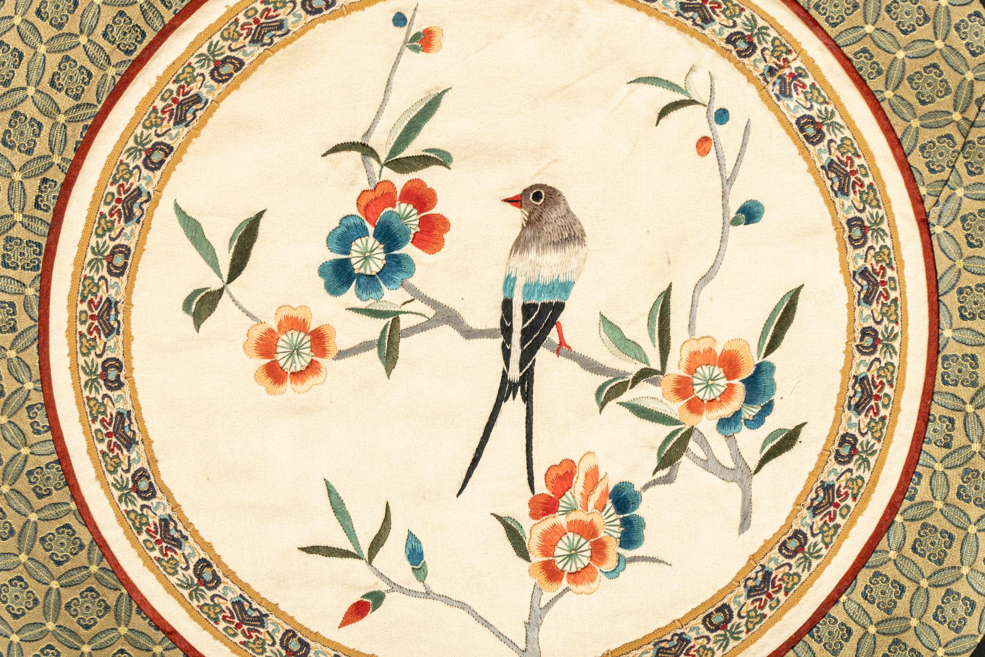 Four Chinese Embroidered Silk Panels