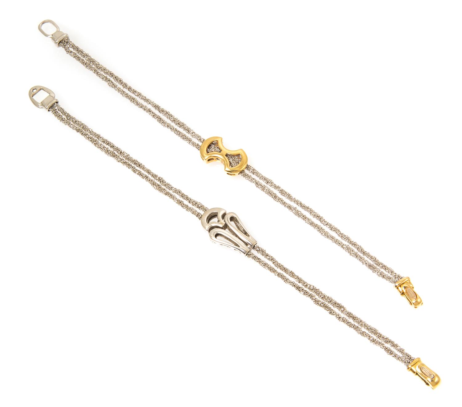 A Collection of 18 Karat Yellow and White Gold Bracelets, Bersani, 15.70 dwts.