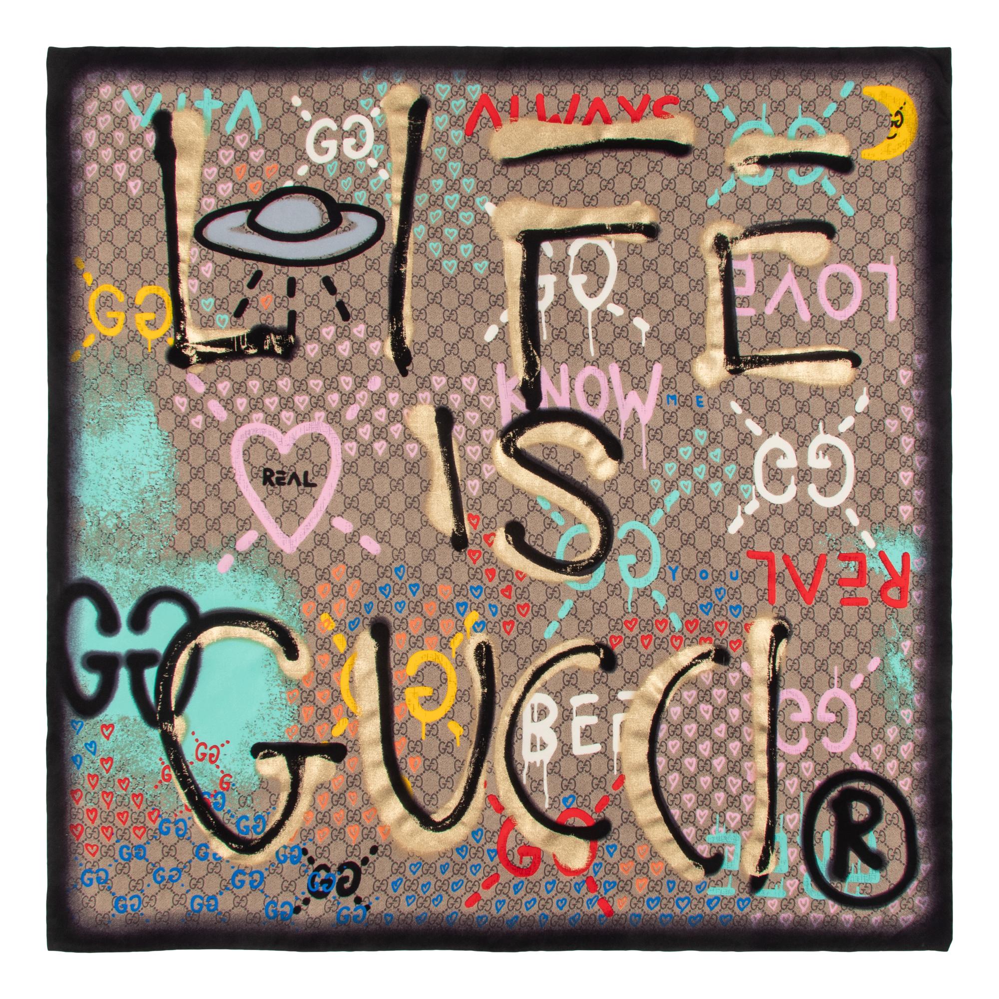 GUCCI, FIVE PRINTED SILK SCARVES